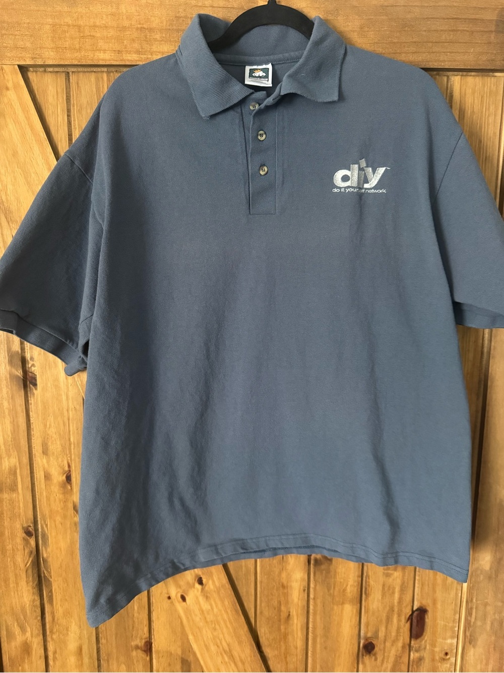 DIY Logo Men's Short-Sleeve Blue Polo Shirt
